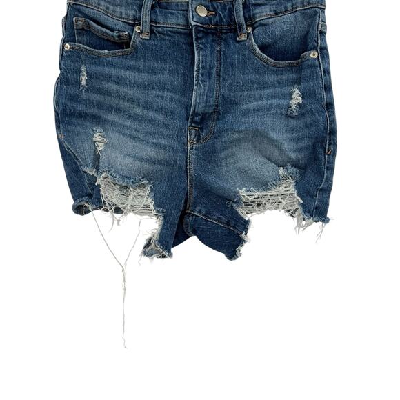 Good American Bombshell Shorts Denim Ripped Distressed Blue Size 4 27 - Picture 4 of 11